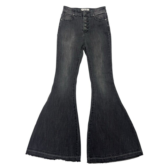 Free People We The Free Flare Bell Bottom Jeans High Rise Denim Super Flared 25 - Picture 7 of 13